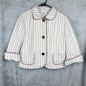 Talbots NWOT Size 14 Blazer Jacket White Cotton Business Casual Date Night Party